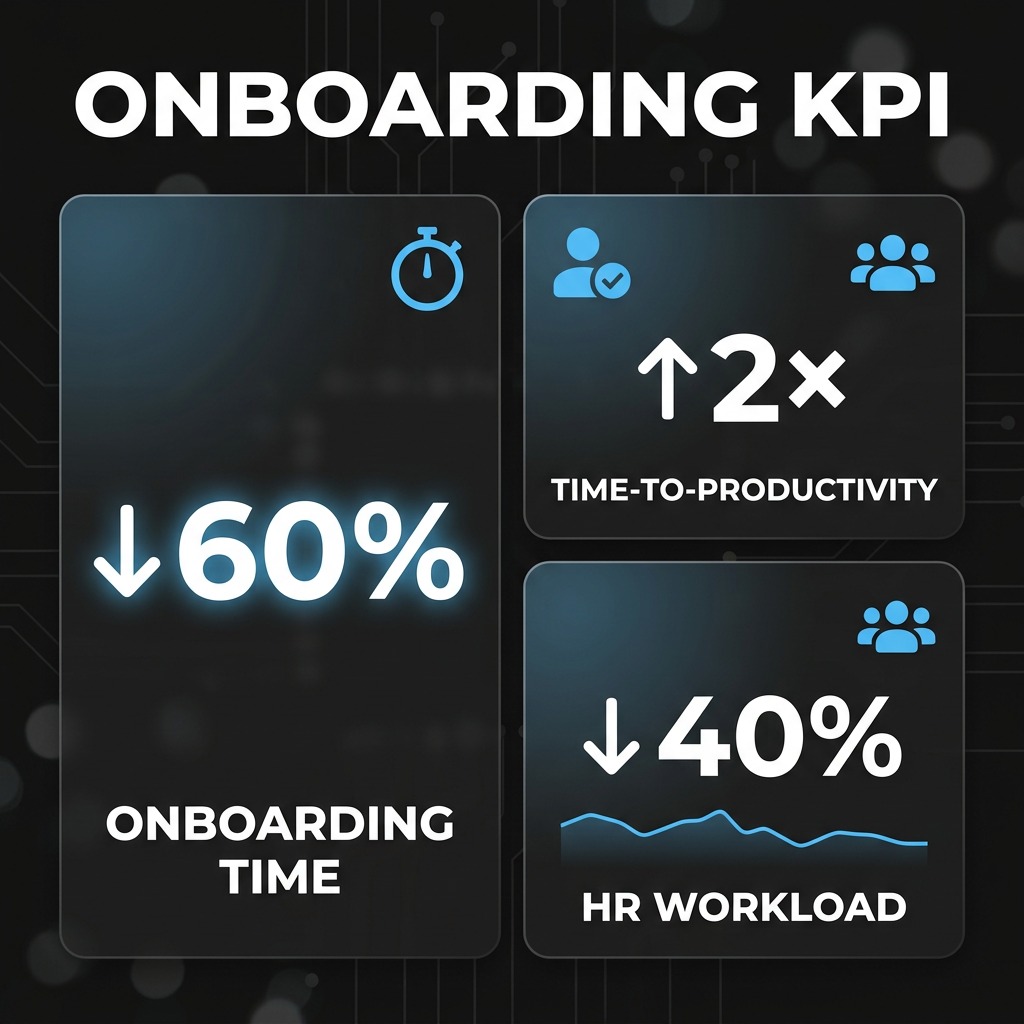 AlkunMedia - Mitarbeiter-Onboarding automatisieren mit KI: KPI-Dashboard mit Kennzahlen zu Einarbeitungszeit, Produktivität und HR-Aufwand