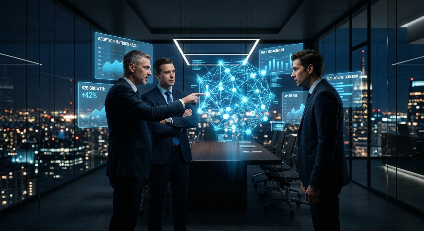 AlkunMedia - Corporate LLM Mitarbeiter Adoption: Führungsteam im Austausch mit unternehmensinternem KI-Assistenten