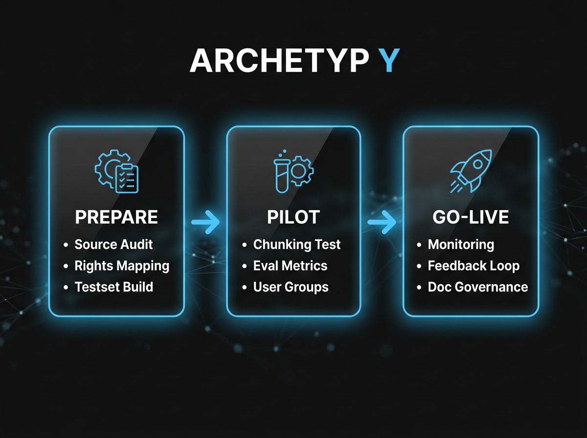 AlkunMedia - RAG internal documents go-live: three phases from preparation through pilot to stable rollout