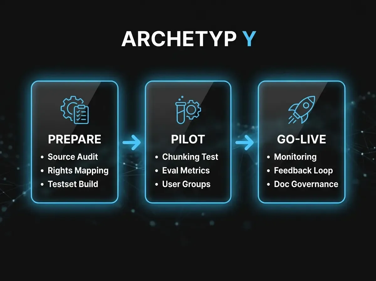 AlkunMedia - RAG internal documents go-live: three phases from preparation through pilot to stable rollout