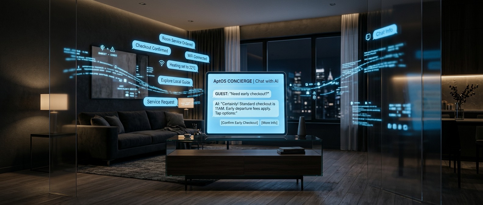 AI guest communication for serviced apartments — automated chat interface with real-time guest replies