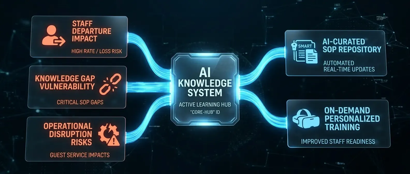 AlkunMedia — AI-assisted employee onboarding in a hotel: knowledge graph with linked process nodes