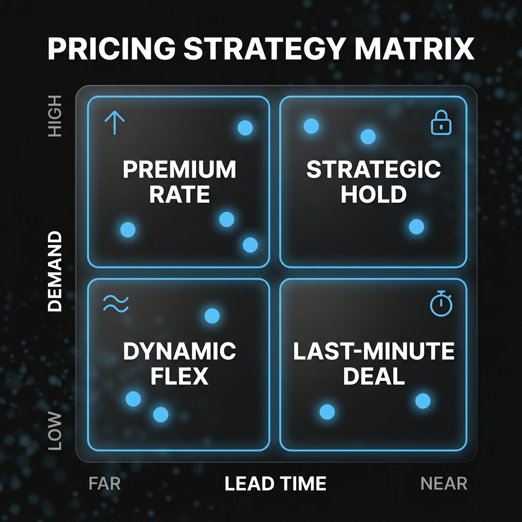 Pricing strategy matrix for dynamic short-term rental rates: four quadrants by demand and lead time