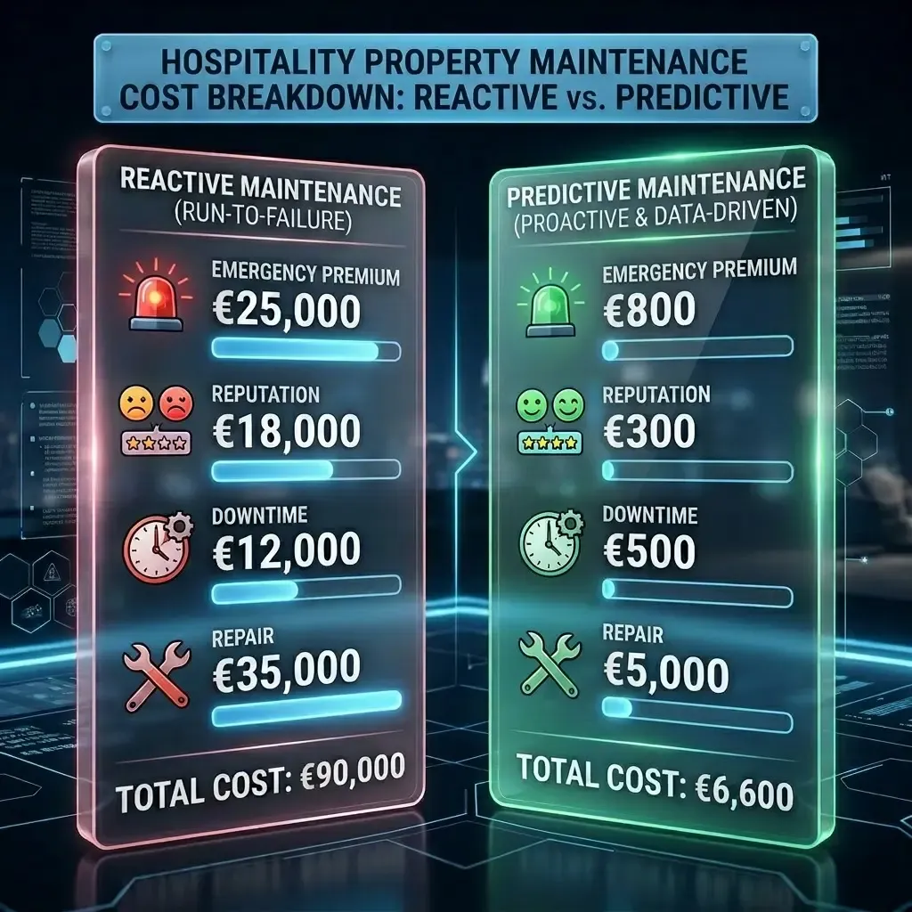 Predictive maintenance for real estate with AI: cost comparison of reactive vs predictive maintenance in hotel operations