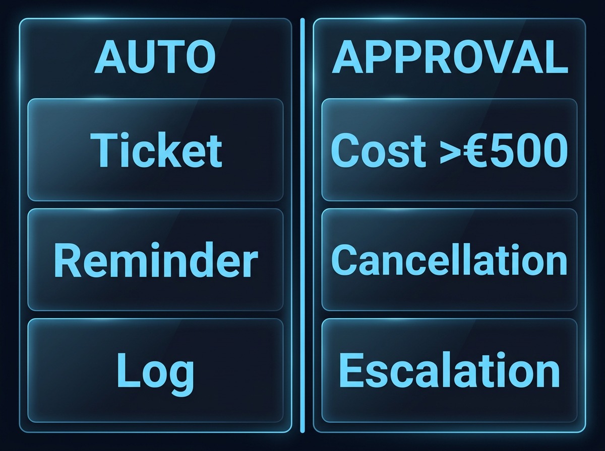 AI agents property management approval matrix: which processes run automatically and where human approval is required